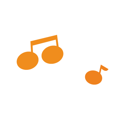 オレンジの音符のイラスト