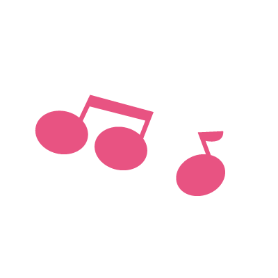 ピンクの音符のイラスト